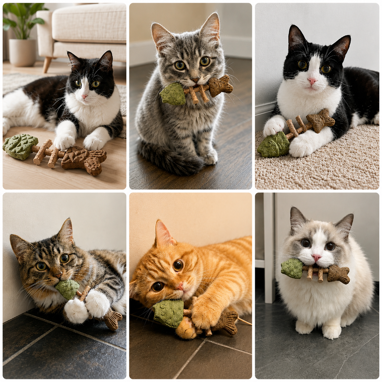 Zahnpflege-Kauspielzeug für Katzen in Fischgrätenform🍁💖